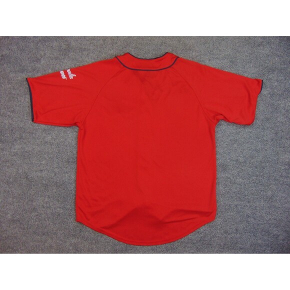 Atlanta‎ Braves Baseball Jersey Mens Large Red Blue Shirt - Picture 3 of 9